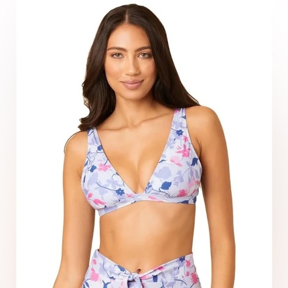 NWT Splendid Floral Print High Waist Bikini Set V Neck Two Piece Swimsuit - Picture 2 of 12